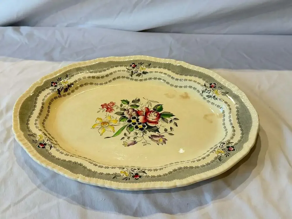 Vintage Ridgways Rutland England Oval Serving Platter Floral Pattern